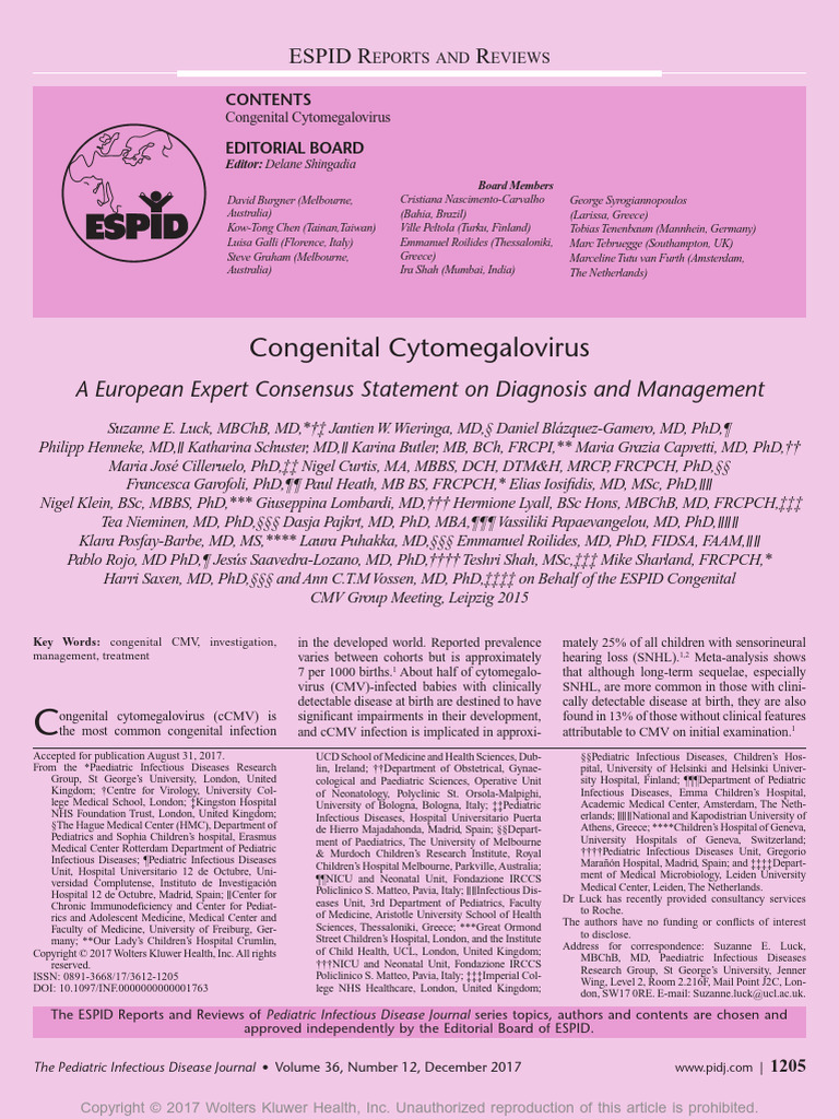 Congenital Cytomegalovirus Overview | PDF | Pediatrics | Infection