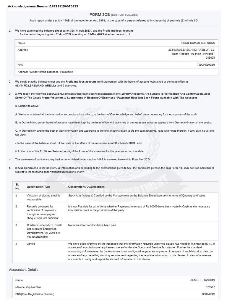 Download Instructions for Forms 3CB and 3CD | PDF | Payments | Depreciation