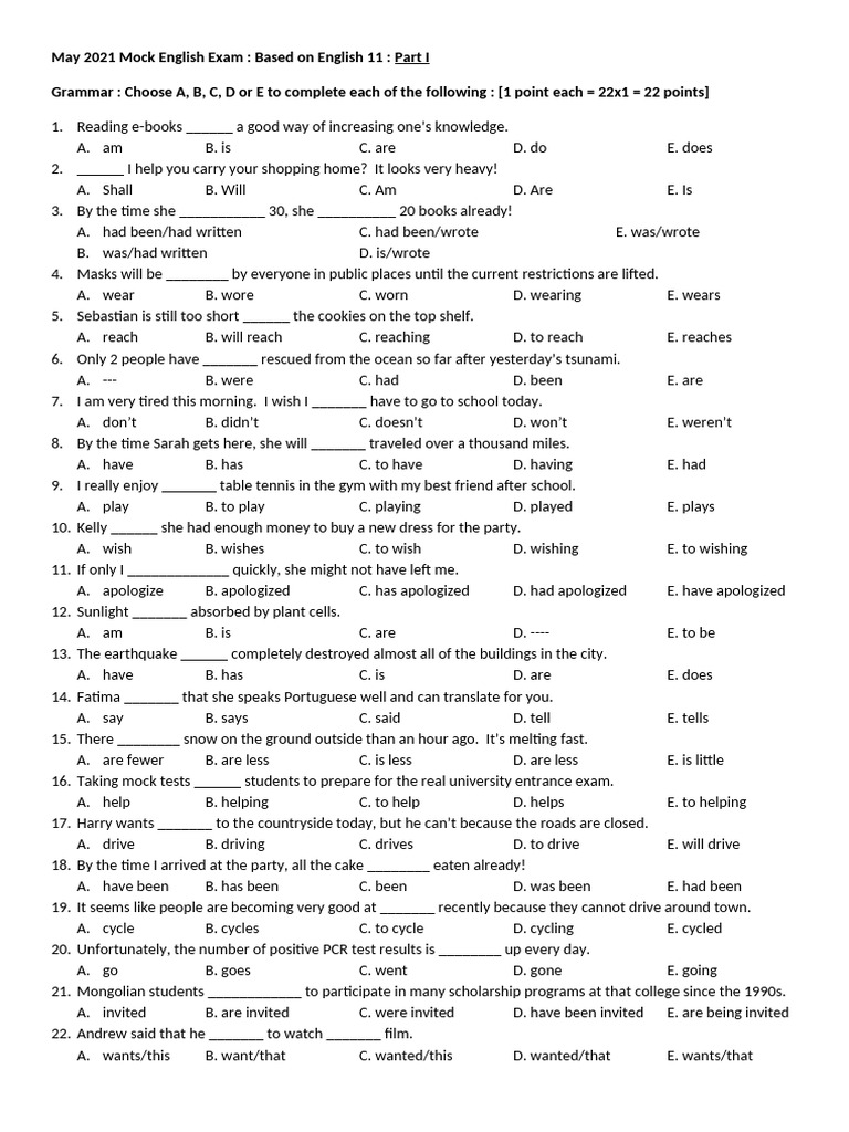 May 2021 Mock English Exam Pdf Snow