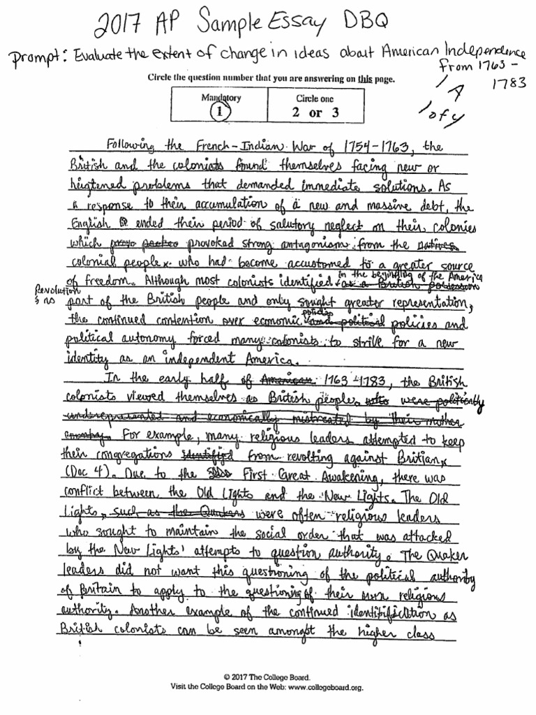 AP Sample Essay 2017 | PDF