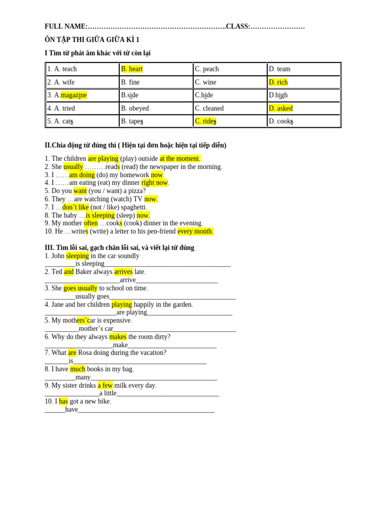Review For Midterm Test Grade 6 | PDF