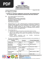 Memo Submission and Evaluation and Presentation of Research