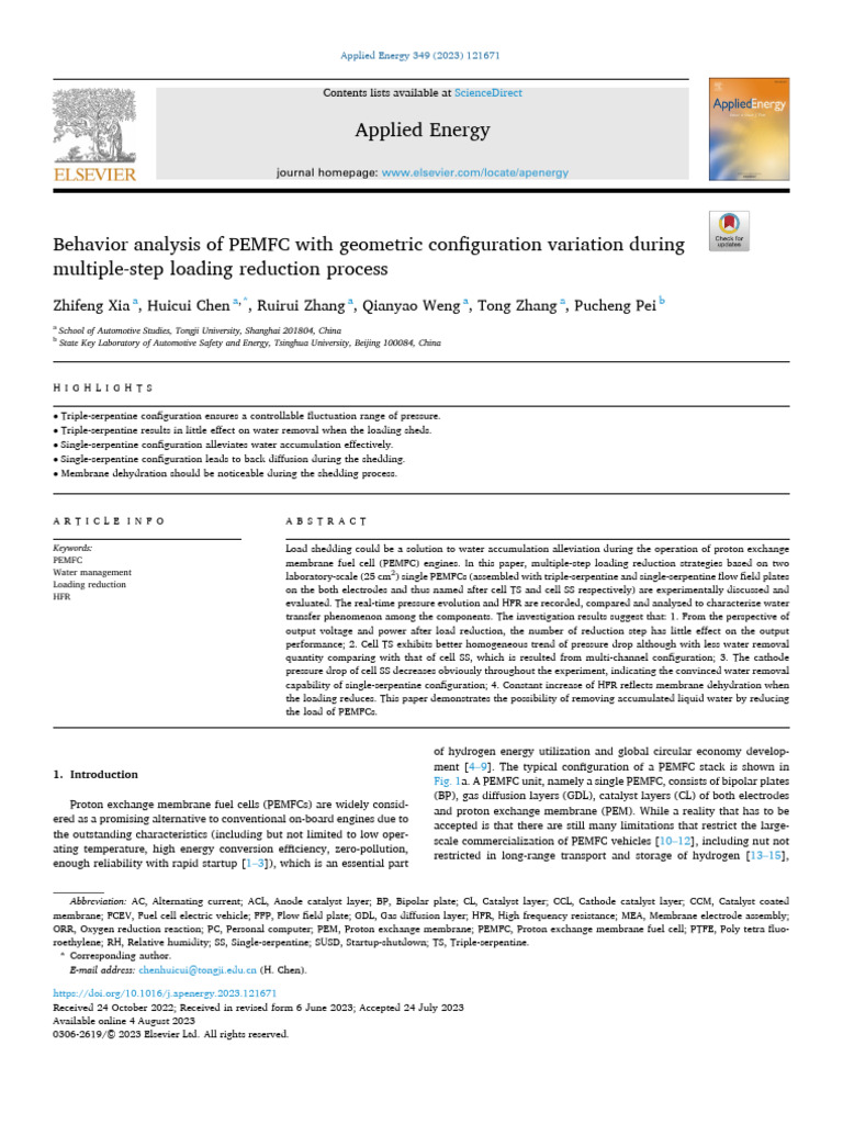 PEMFC Performance Under Load Reduction | PDF