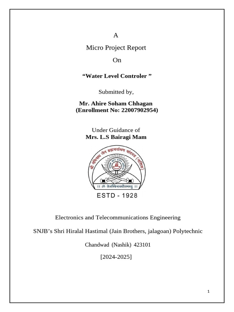 Automatic Water Level Controller Report | PDF | Programmable Logic ...