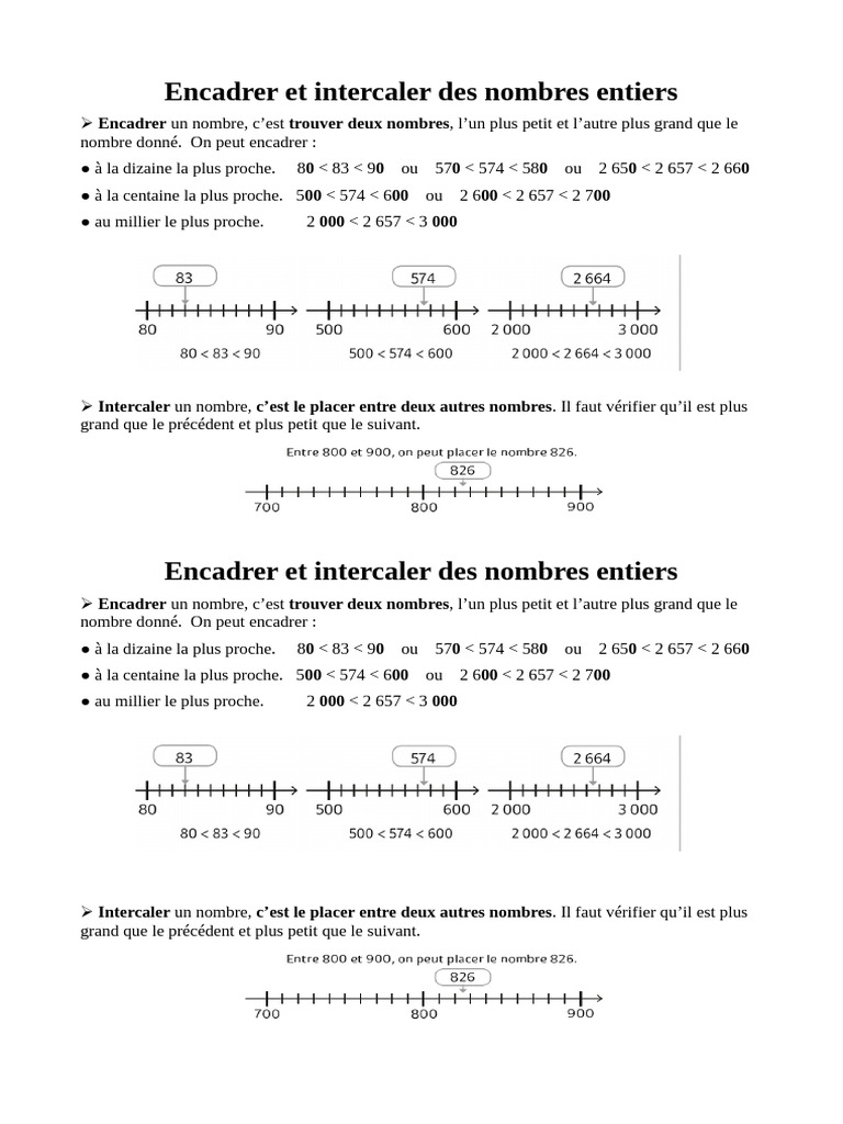 Encadrer et intercaler des entiers | PDF