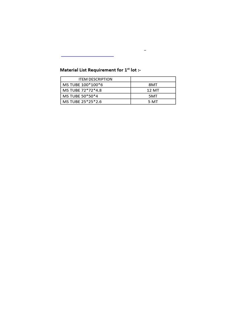 Material Requirements for MS Tubes | PDF