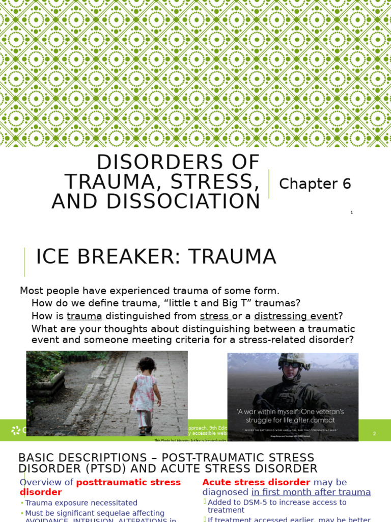 Trauma and Stress Disorders Overview | PDF | Dissociation (Psychology ...