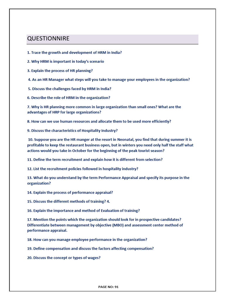HRM Related Questions | PDF