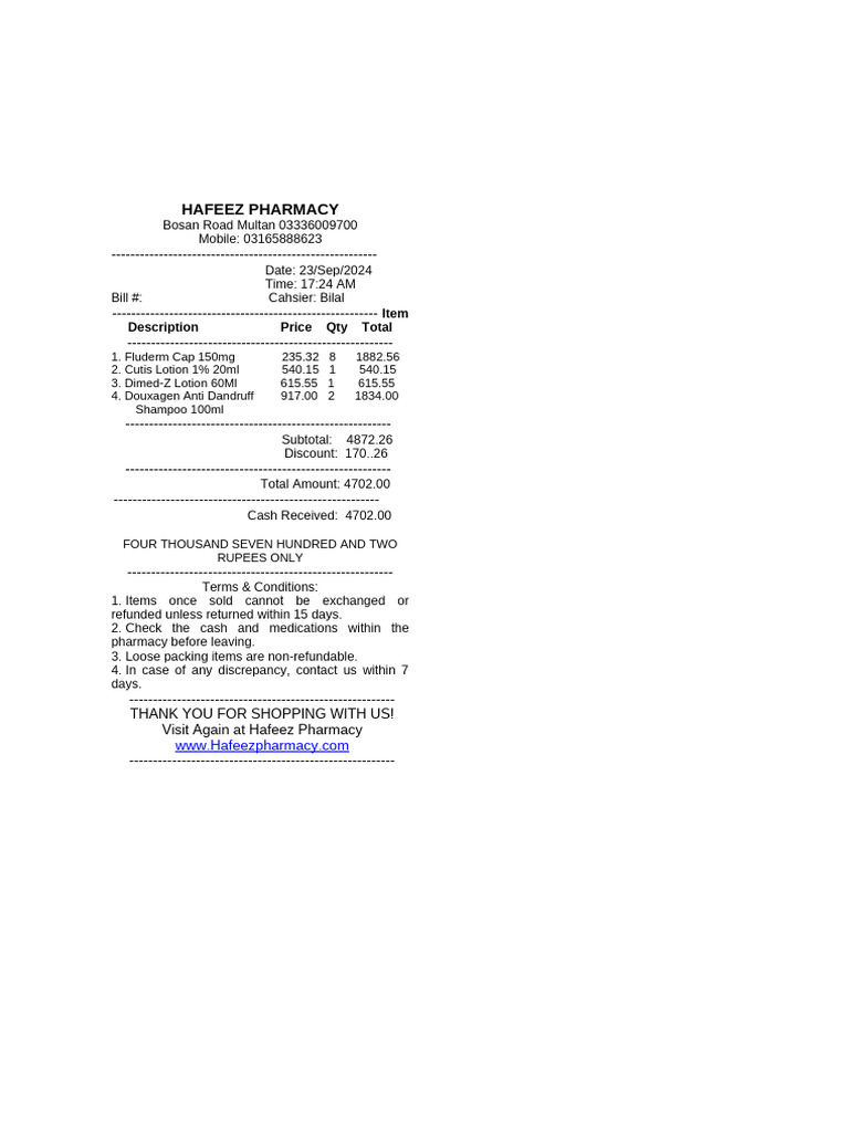 Dimed-Z Lotion Purchase Receipt | PDF