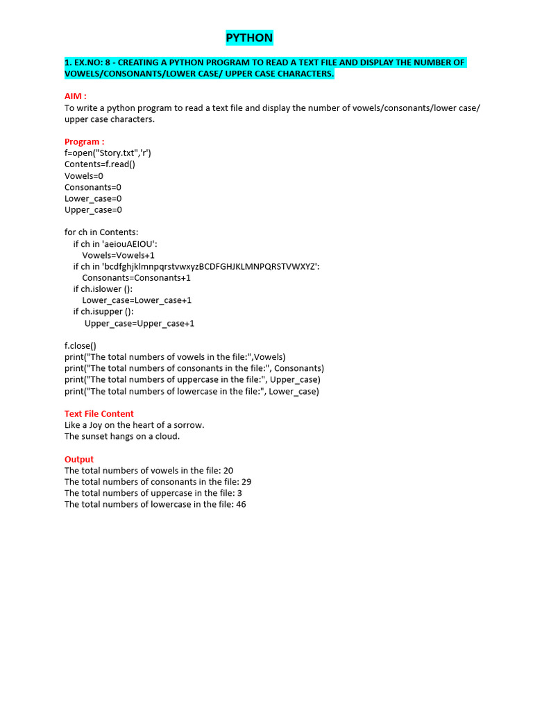 Practical Programs For The Practical Exam | PDF | Letter Case ...