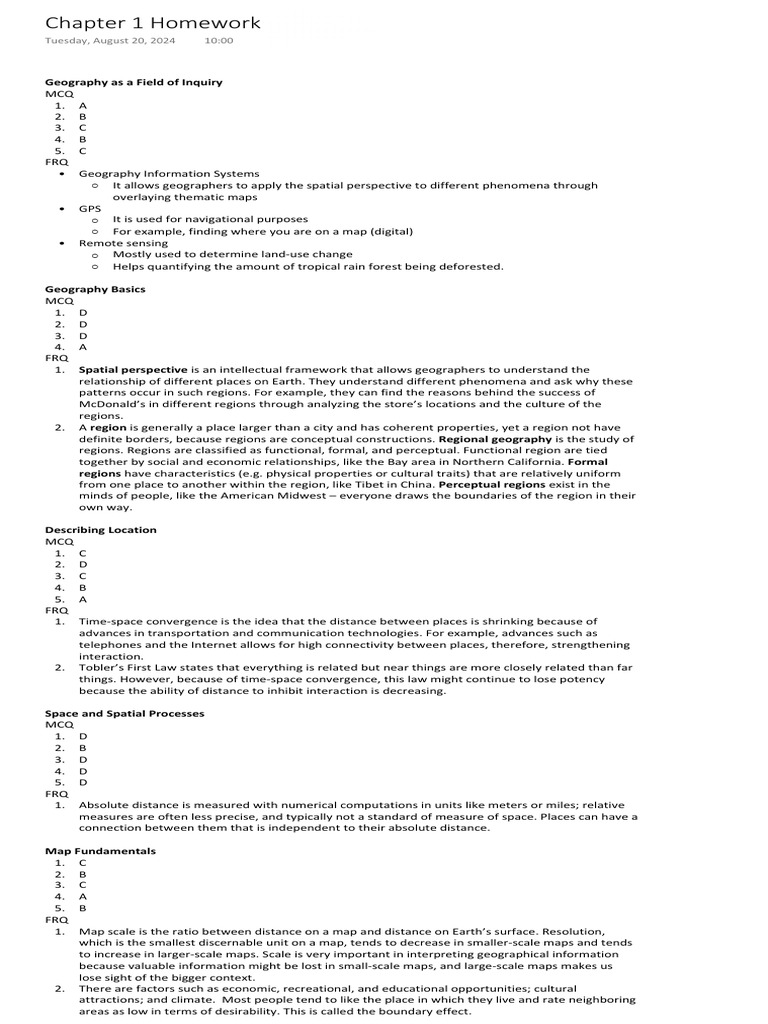Chapter 1 Homework - Cyrus | PDF | Map | Geography