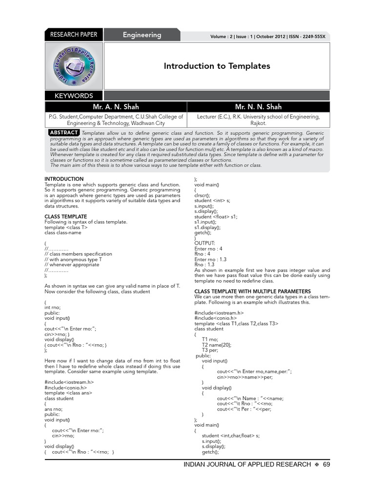 Introduction To Templates | PDF | Parameter (Computer Programming ...