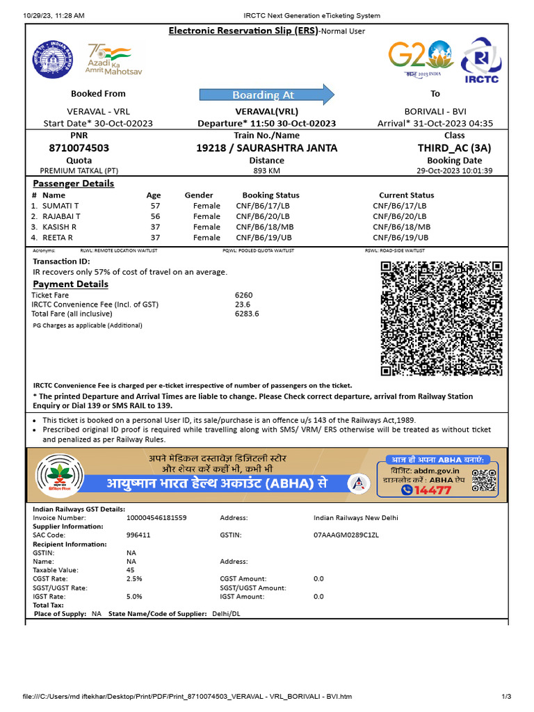 Vrl to Borivali | PDF | Identity Document | Payments