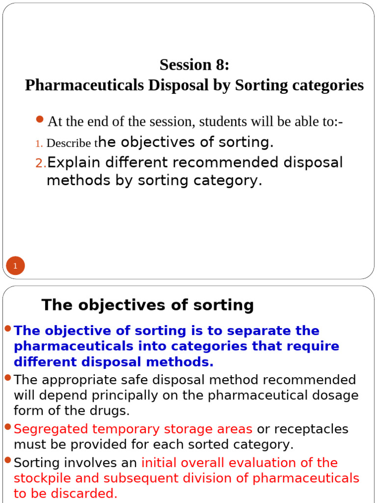 Session 8. Pharmaceuticals Disposal by Sorting Categories | PDF | Waste ...