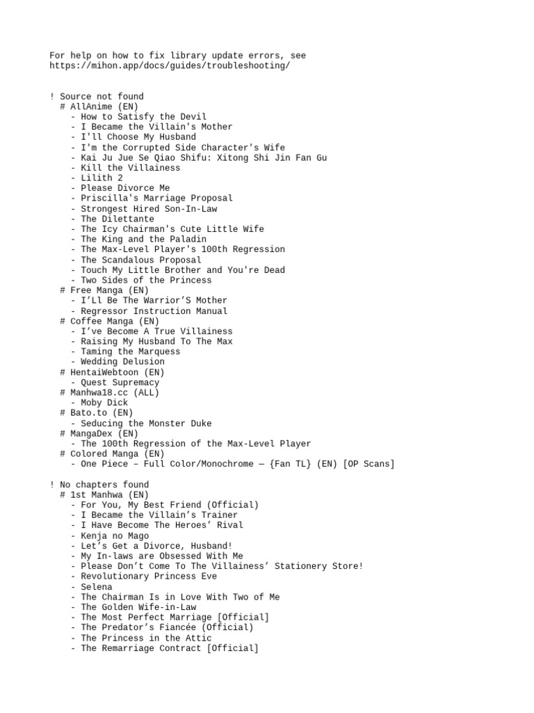 Mihon update errors PDF