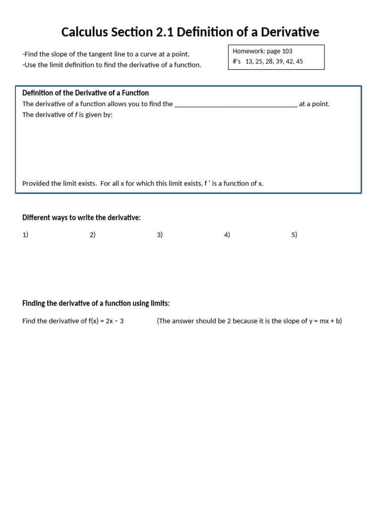 2.1 Definition of Derivative | PDF