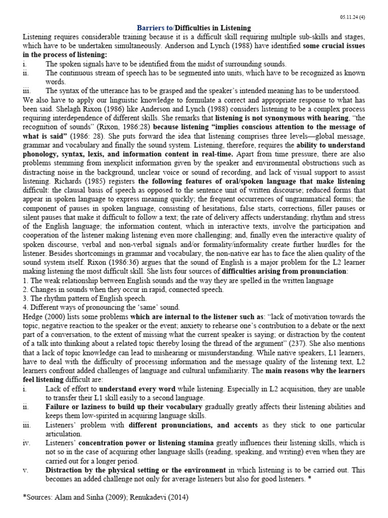 Challenges in Effective Listening Skills | PDF | Second Language ...