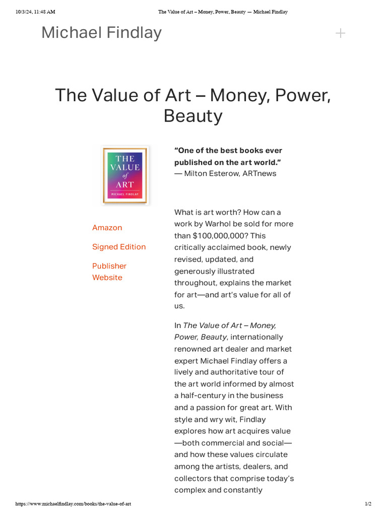 The Value of Art: Money and Power | PDF