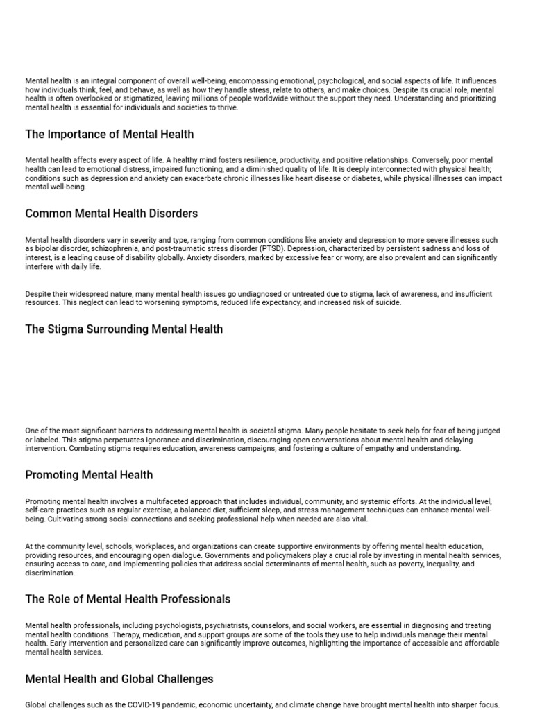 Mental Health | PDF | Mental Health | Mental Disorder