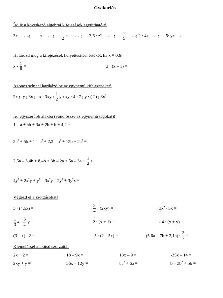 Algebra | PDF