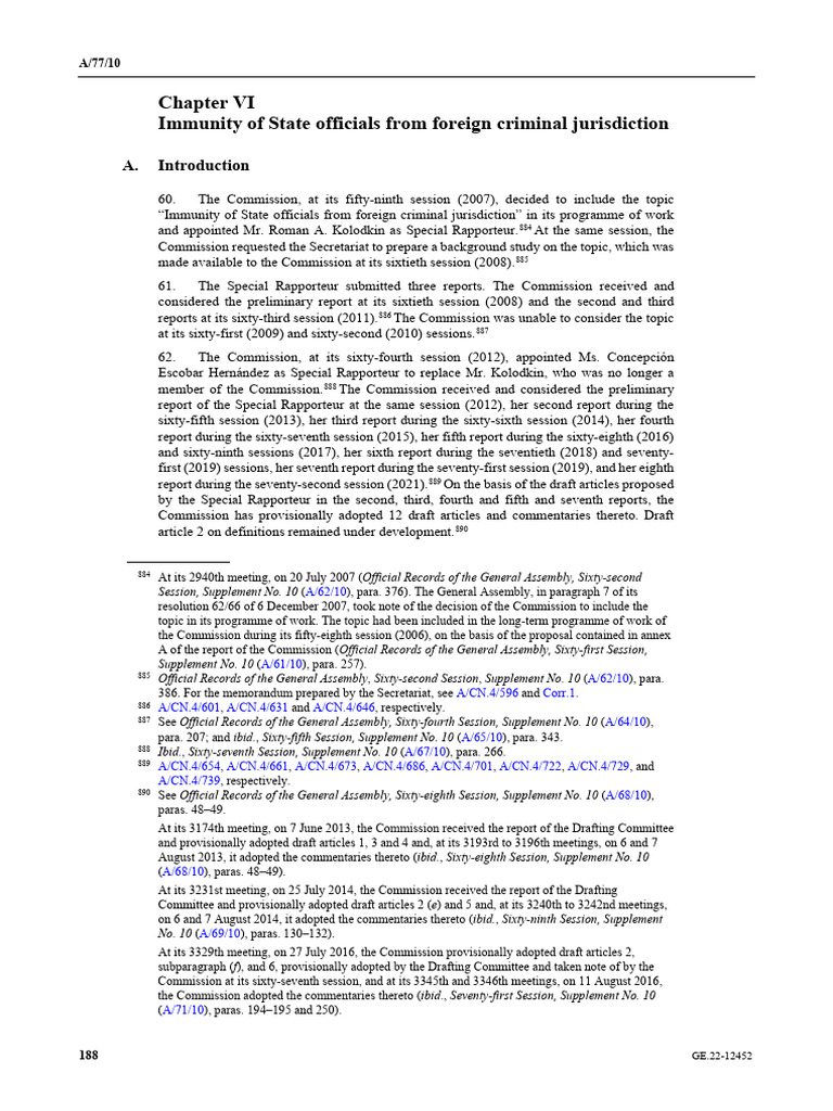 ILC Draft Articles on State Immunity | PDF | International Law | Crimes