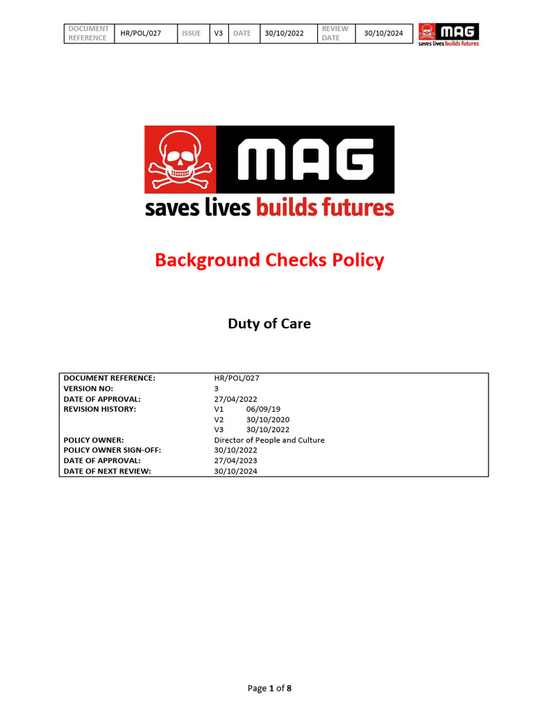 hr_pol_027_-_mag_background_checks_policy_v3_2 | PDF | Criminal Record ...