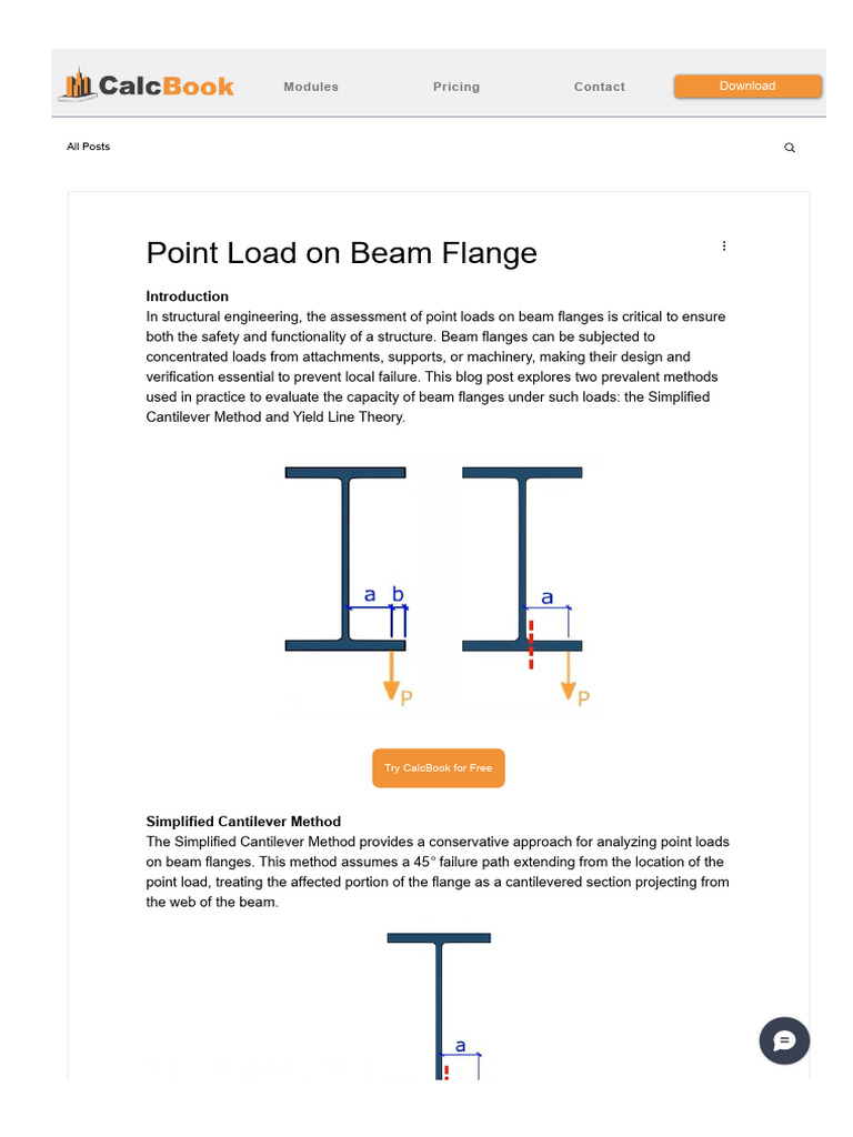 Evaluating Point Loads on Beam Flanges | PDF | Bending | Beam (Structure)