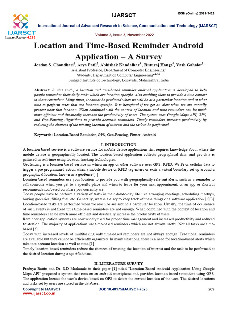 Location and Time Based Reminder Android | PDF | Android (Operating ...