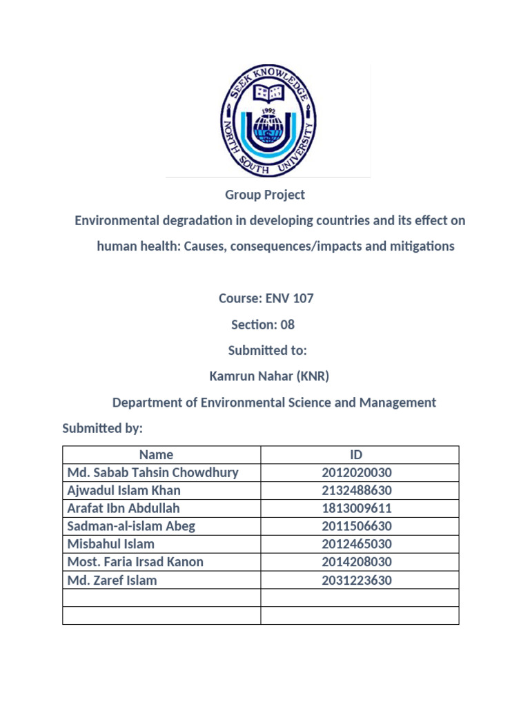 Group Project | PDF | Environmental Degradation | Pollution