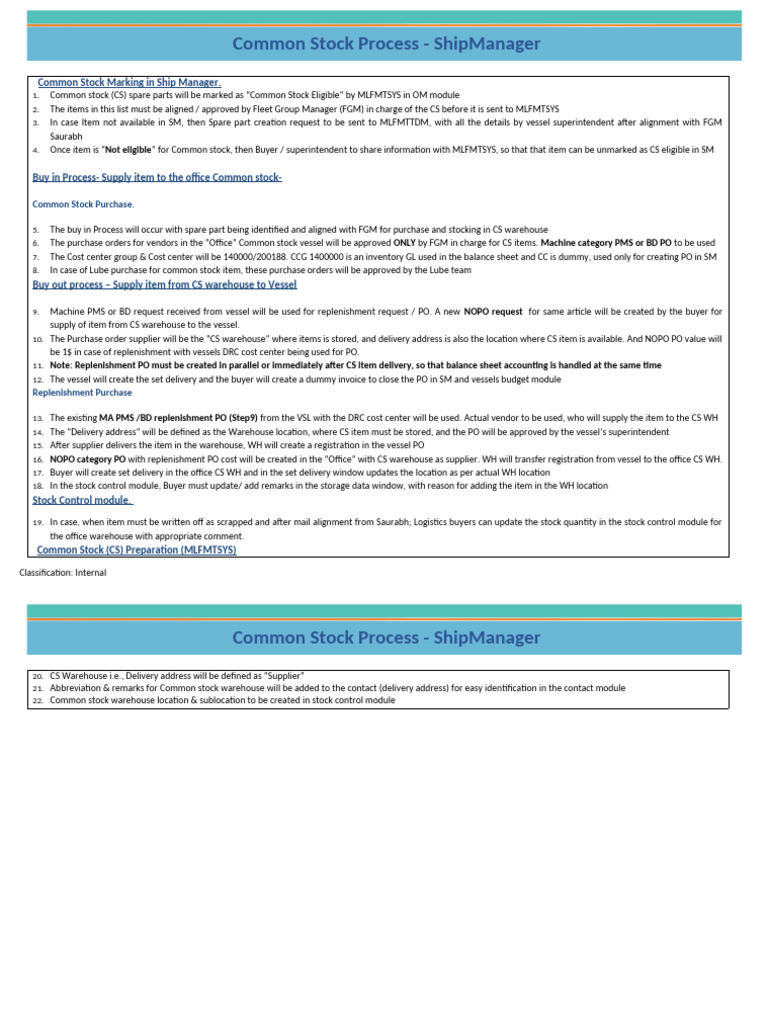 Common Stock- Process Guide | PDF | Warehouse | Procurement