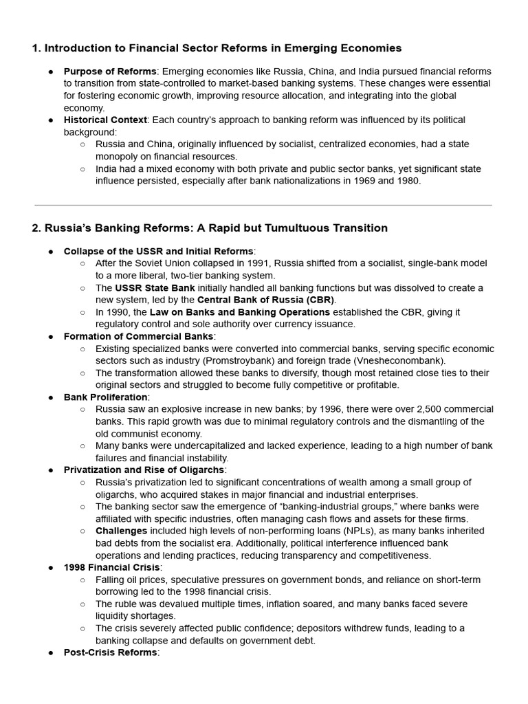 Banking Reforms Russia-China-India | PDF | Banks | Business
