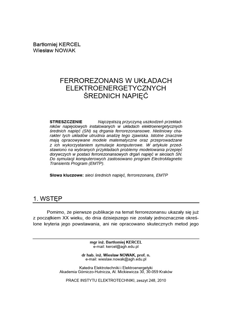 Ferrorezonans W Układach Elektroene | PDF