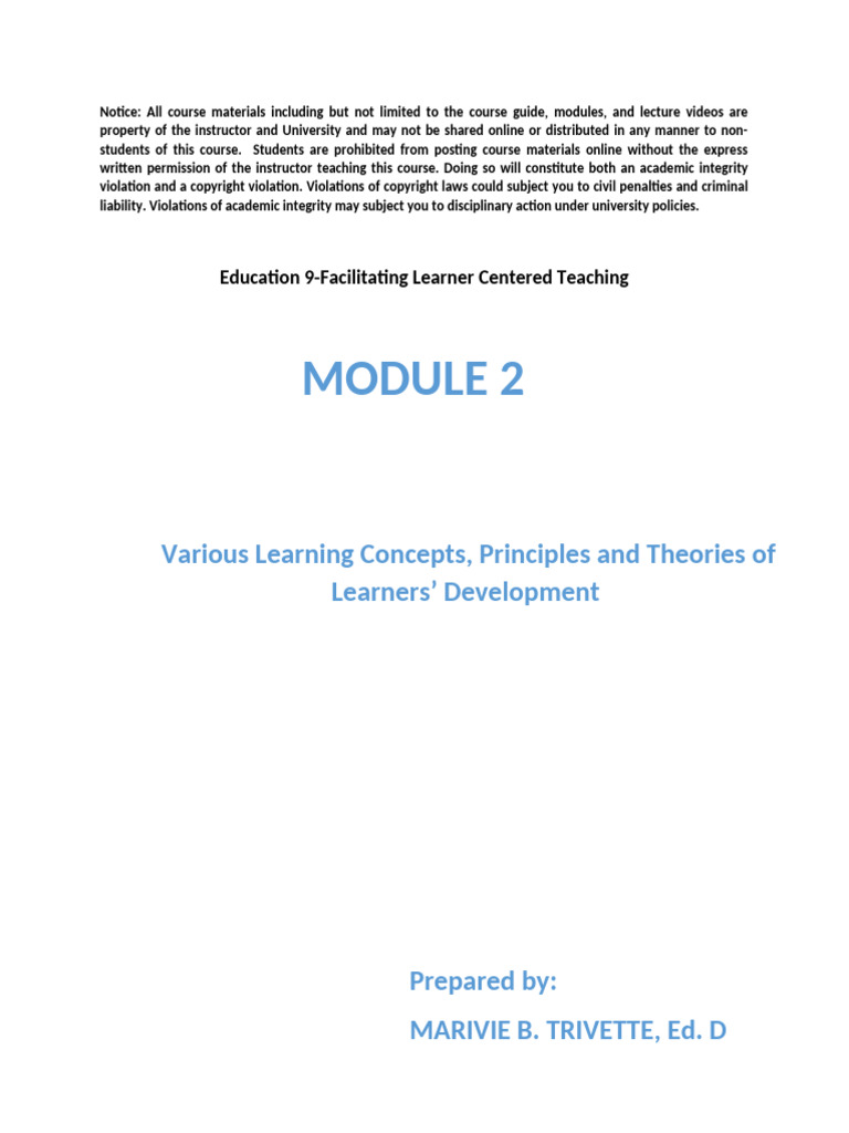 Module 2 Various Learning Concepts Revised 1 | PDF | Constructivism ...