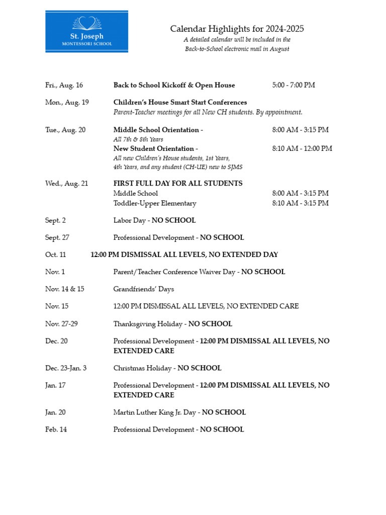 Calendar+Highlights+for+2024 2025 | PDF | Festival | Holidays