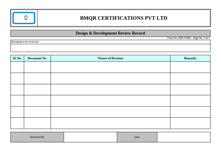 BMQR Certifications Review Record | PDF