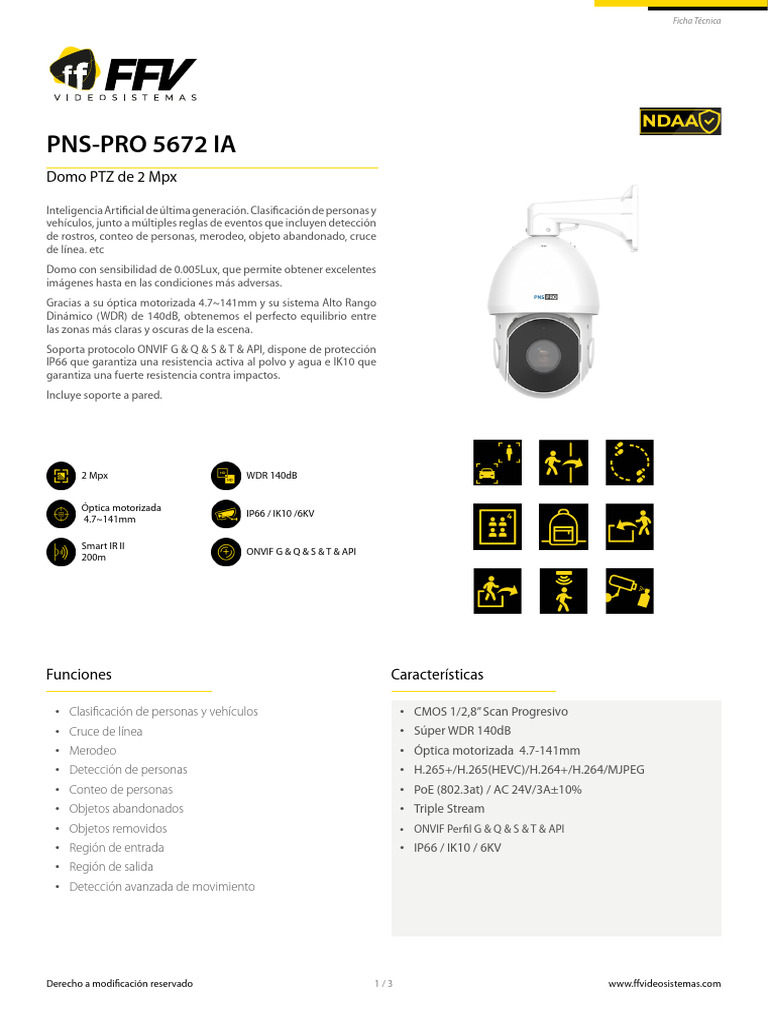 Domo PTZ PNS-PRO 5672 IA | PDF | Arquitectura de internet | Estándares ...