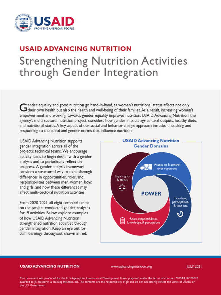 Strengthening Nutrition Activities-Gender Integration Infographic | PDF ...