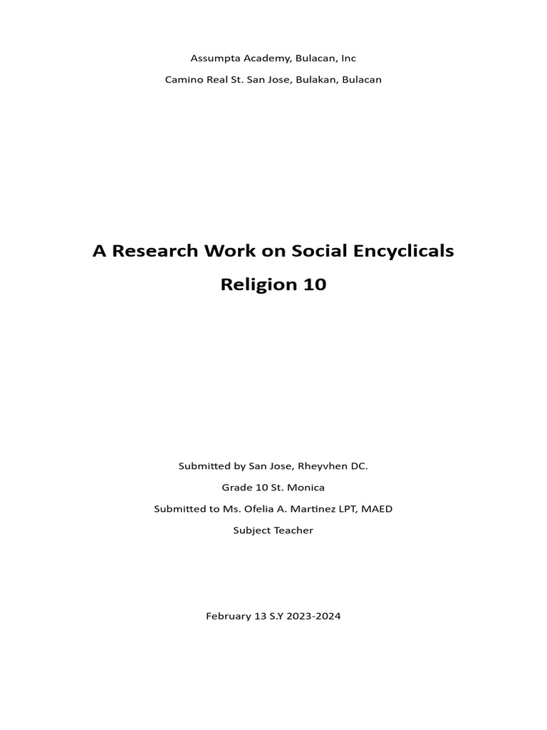 Social Encyclicals: Insights and Impact | PDF | Catholic Social ...