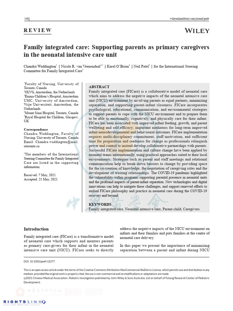 Family Integrated Care in NICU | PDF | Neonatal Intensive Care Unit ...
