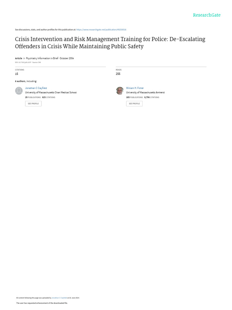 Police Crisis Intervention Training Guide | PDF | Mental Disorder ...
