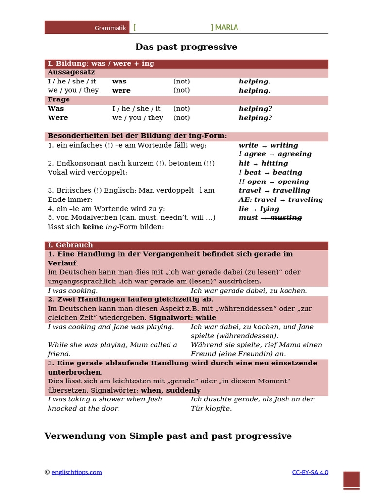Simple Past and Past Progressive | PDF