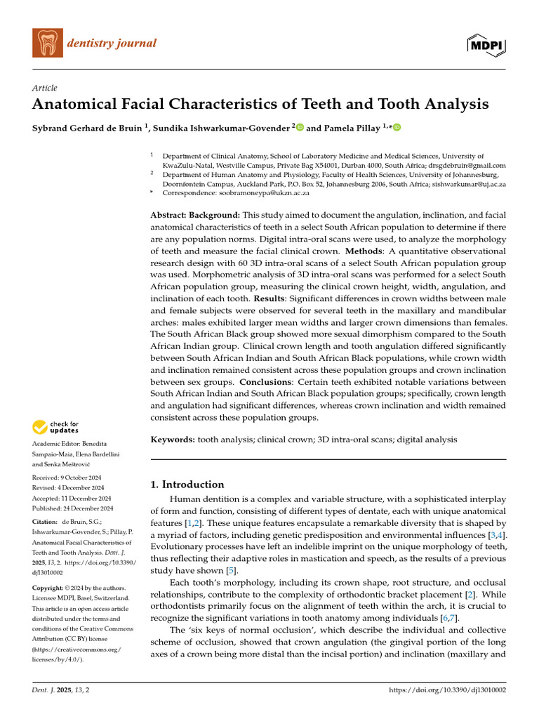 Dentistry 13 00002 v2 | PDF | Dentistry Branches | Dental Anatomy