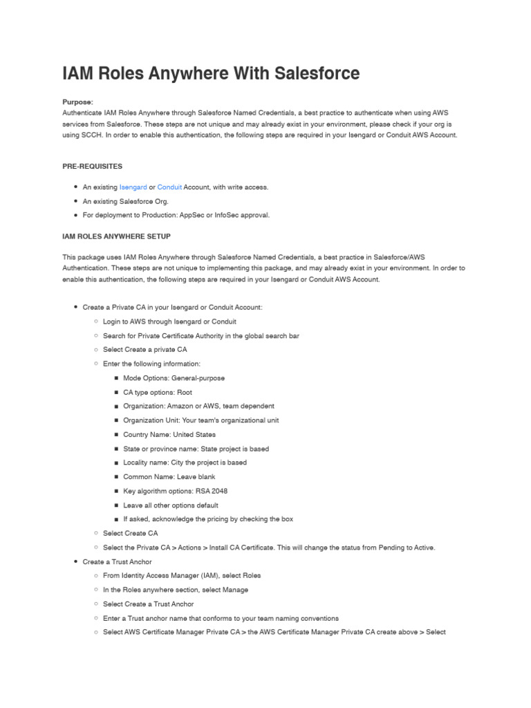 Salesforce IAM Roles Anywhere Setup | PDF | Authentication | Amazon Web ...