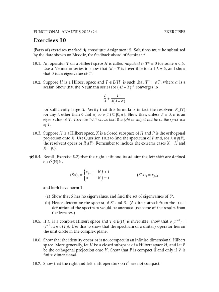 exercises__10 | PDF | Hilbert Space | Operator (Mathematics)