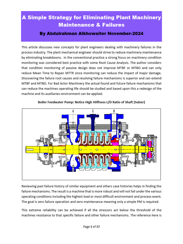 Eliminate Plant Machinery Failures Strategy | PDF | Pump | Reliability ...