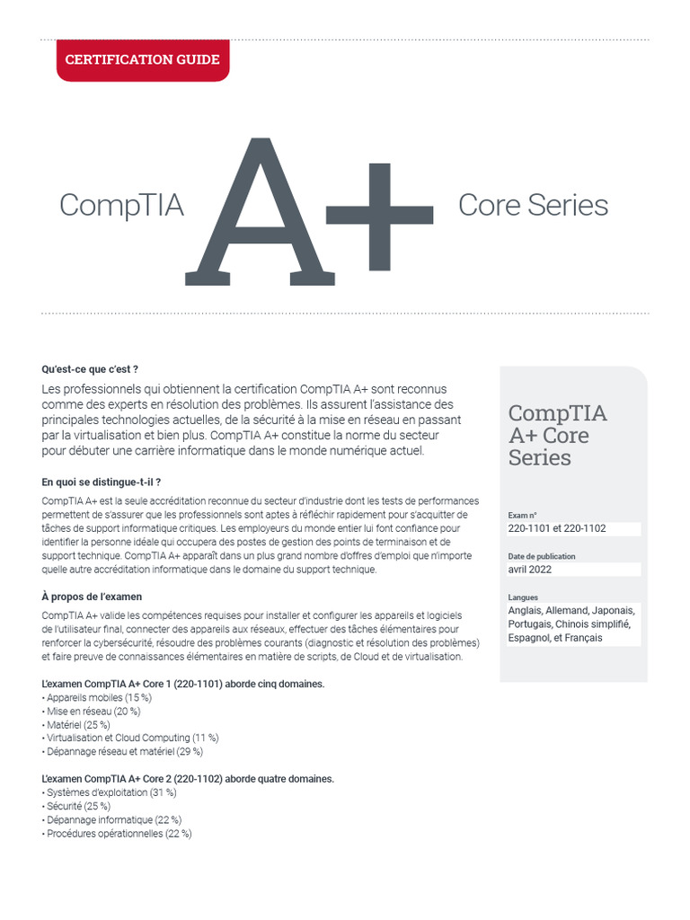 Salaire CompTIA A+ et carrières IT | PDF | Sécurité des systèmes d ...