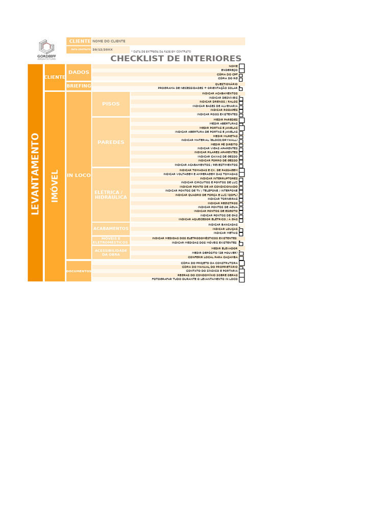 Checklist Completo de Interiores | PDF | Chuveiro | Drywall