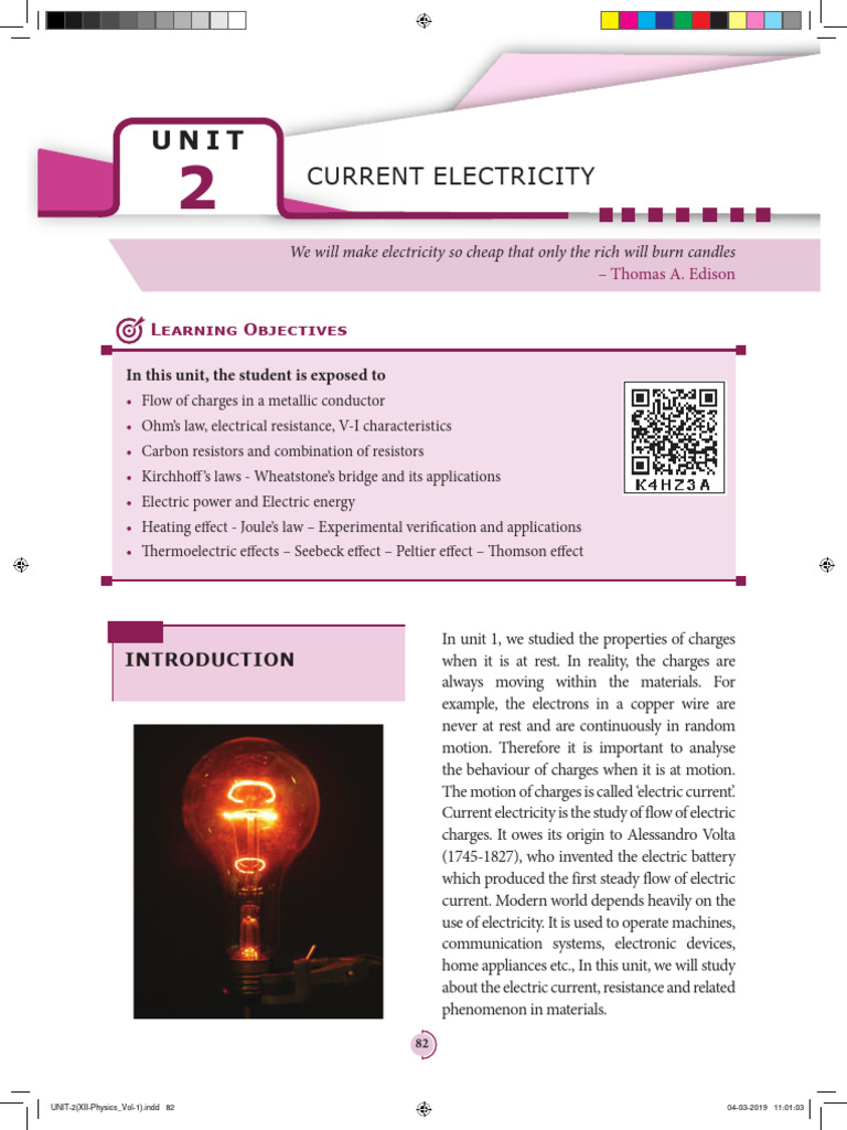 Tamilnadu Board Class 12 Physics Chapter 2 | PDF | Electric Current ...