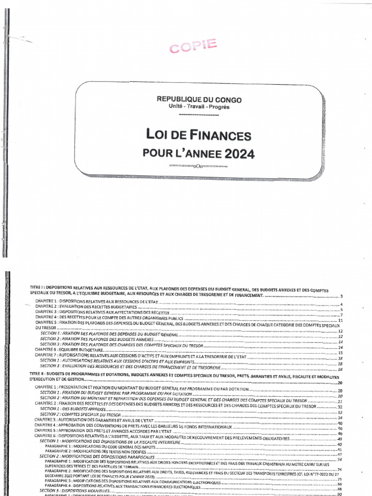 Loi N° 39-2023 Du 29 Décembre 2023 Portant Loi de Finances Pour L'année ...