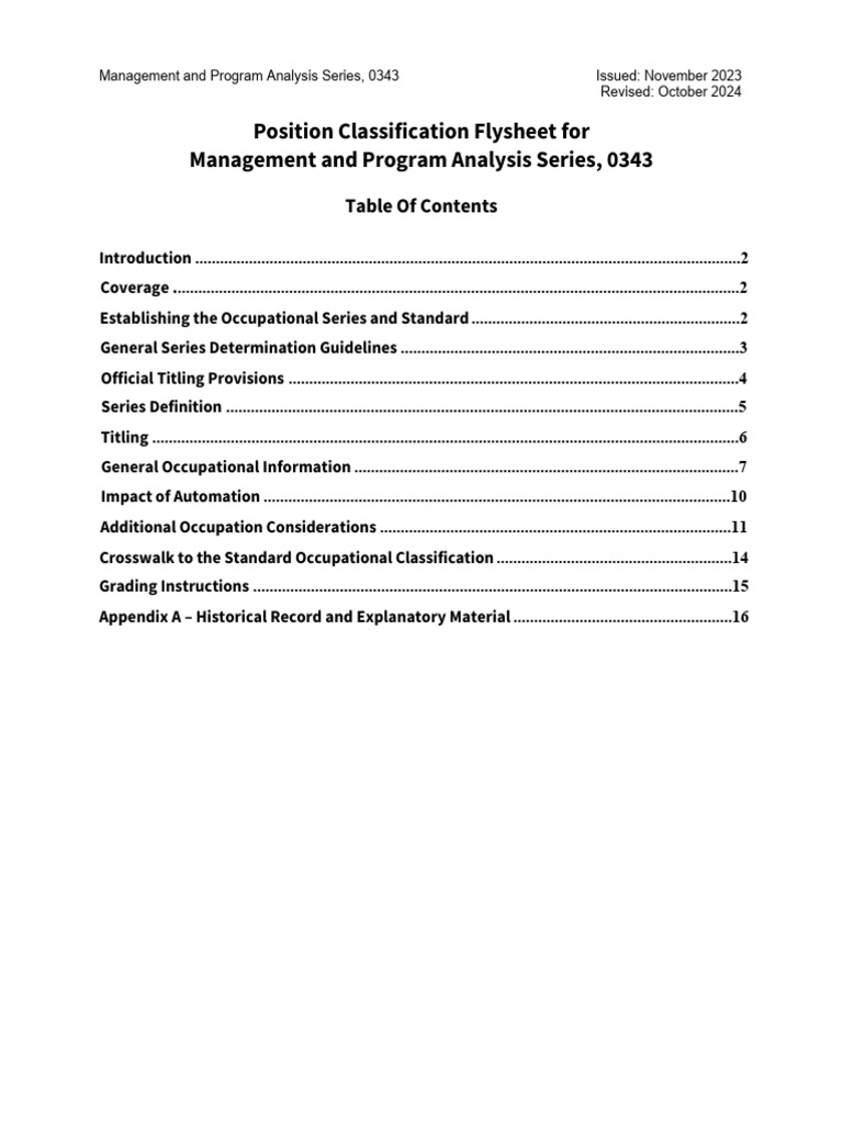 OPM Classification Standards: 0343 Series | PDF | Evaluation | Program ...